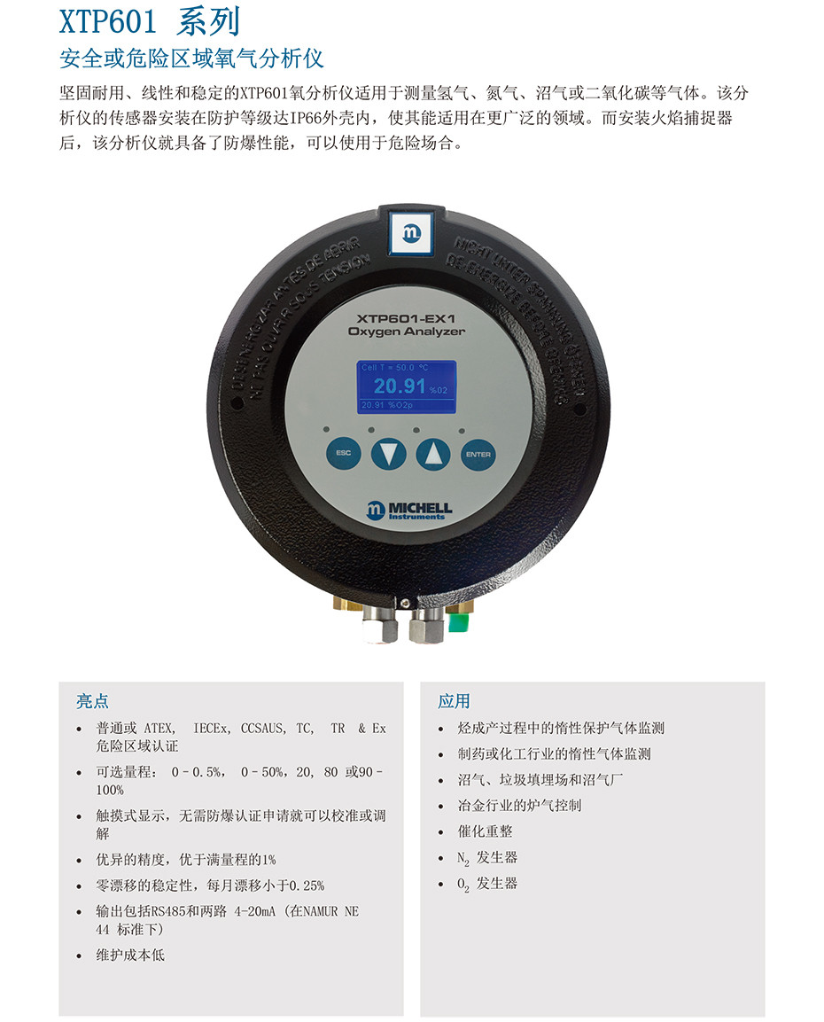 XTP601 系列 安全或危险区域氧气分析仪