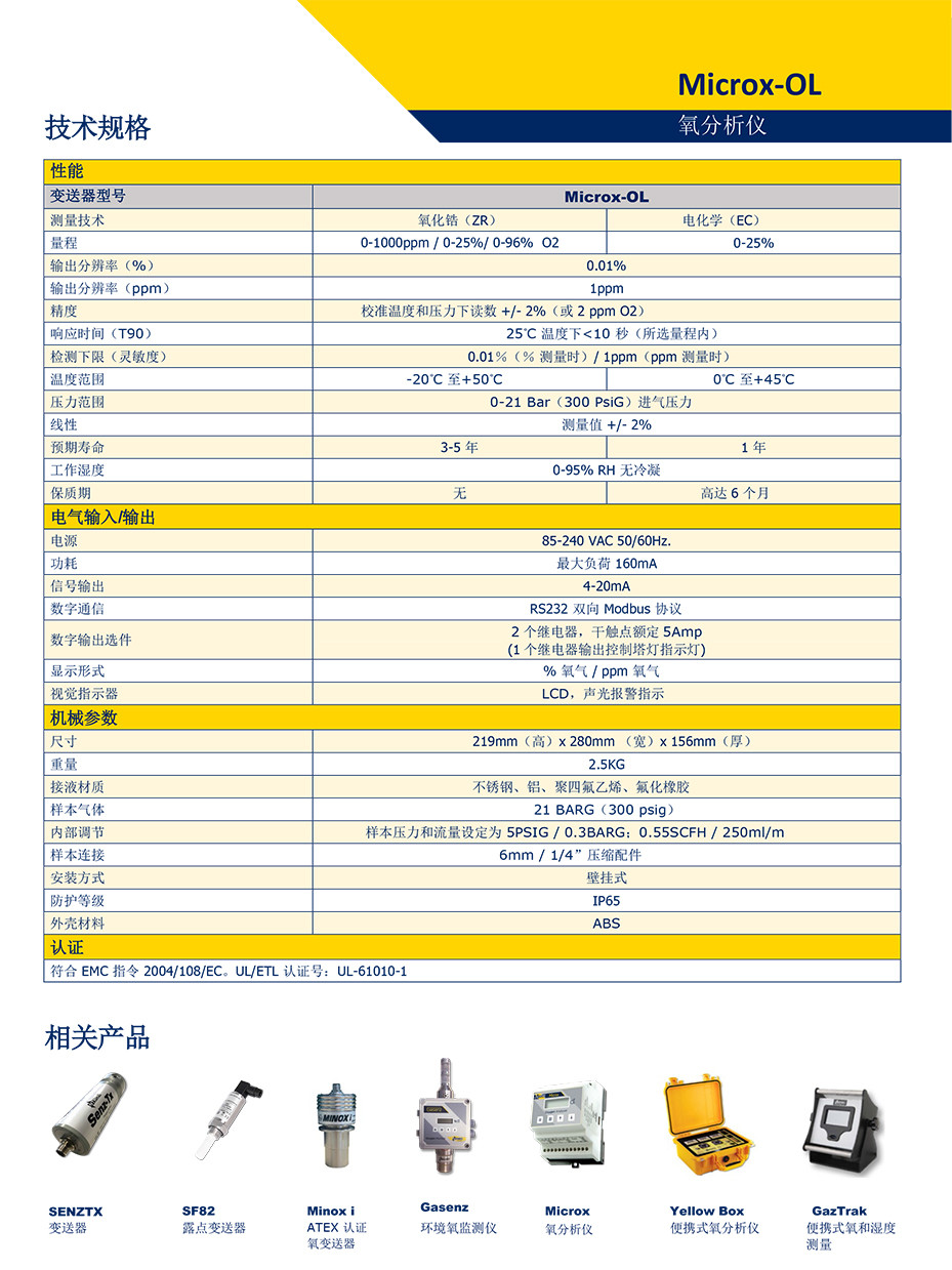 Microx-OL氧分析仪